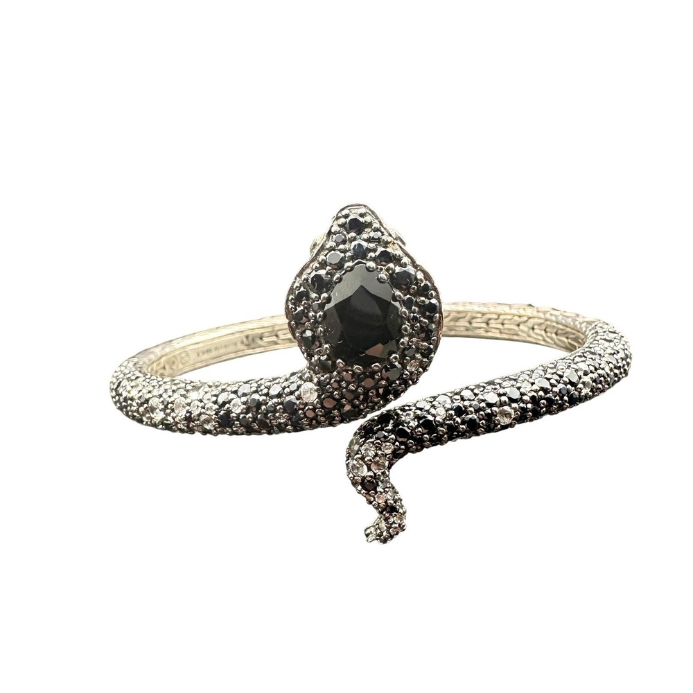 John Hardy Naga Legends Cobra Snake Cuff Black 925 Sterling Silver Cuff Bracelet